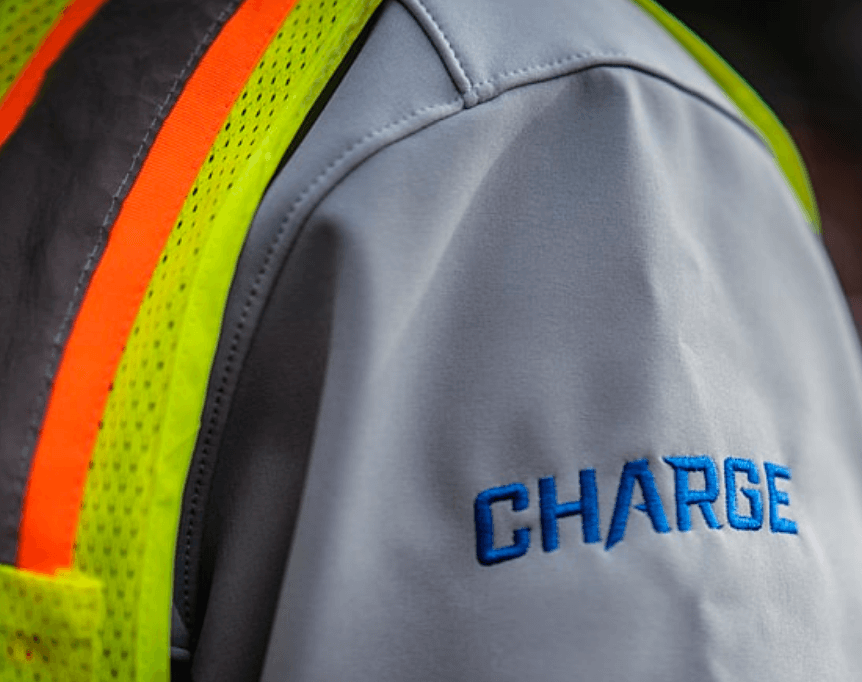 Charge logo on shirt sleeve